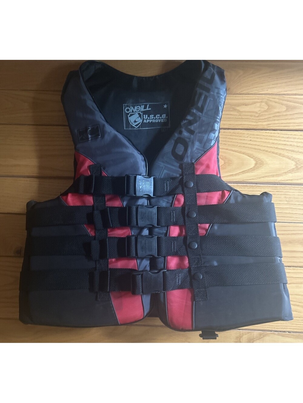 O'Neill  Superlite USCG Vest Black/Red Night Model 710 Large PWC Wakeboard Ski